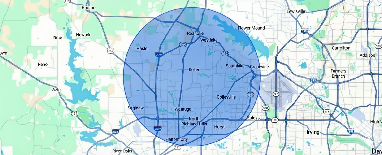 Service area coverage for Texas Tough Rentals